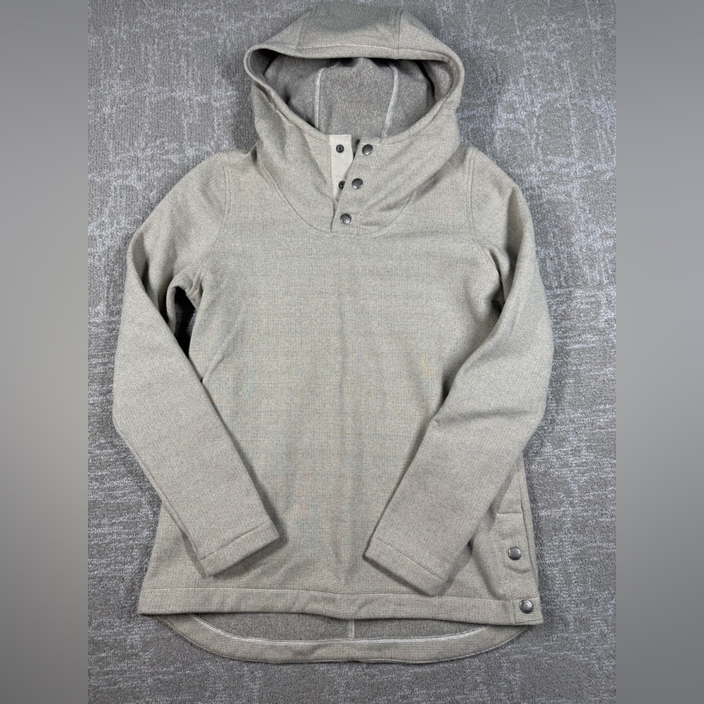The North Face Pullover Hoodie Sweatshirt Oatmeal 1/4 Snap Women Size Small